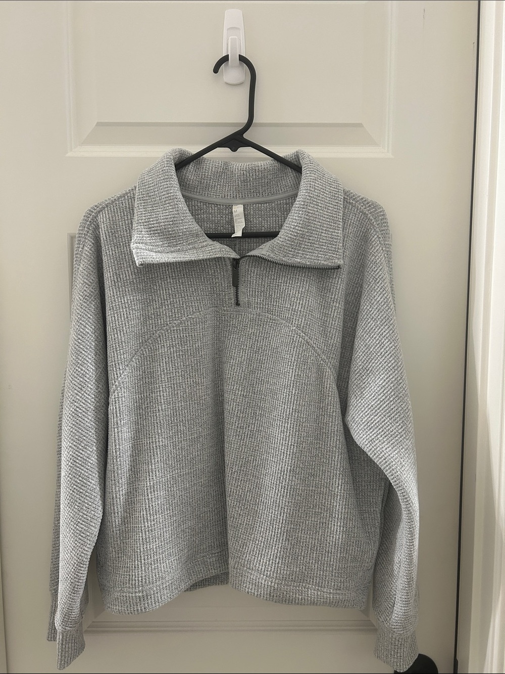Zella Light Gray Quarter-Zip Knit Pullover